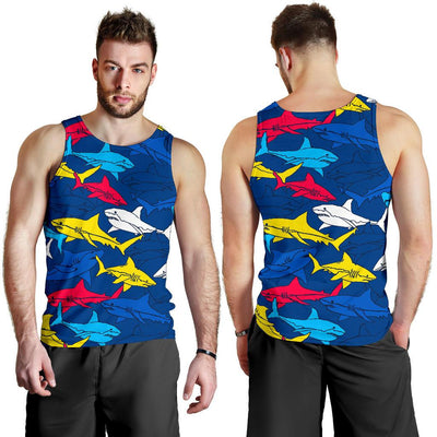 Shark Color Pattern Men Tank Top
