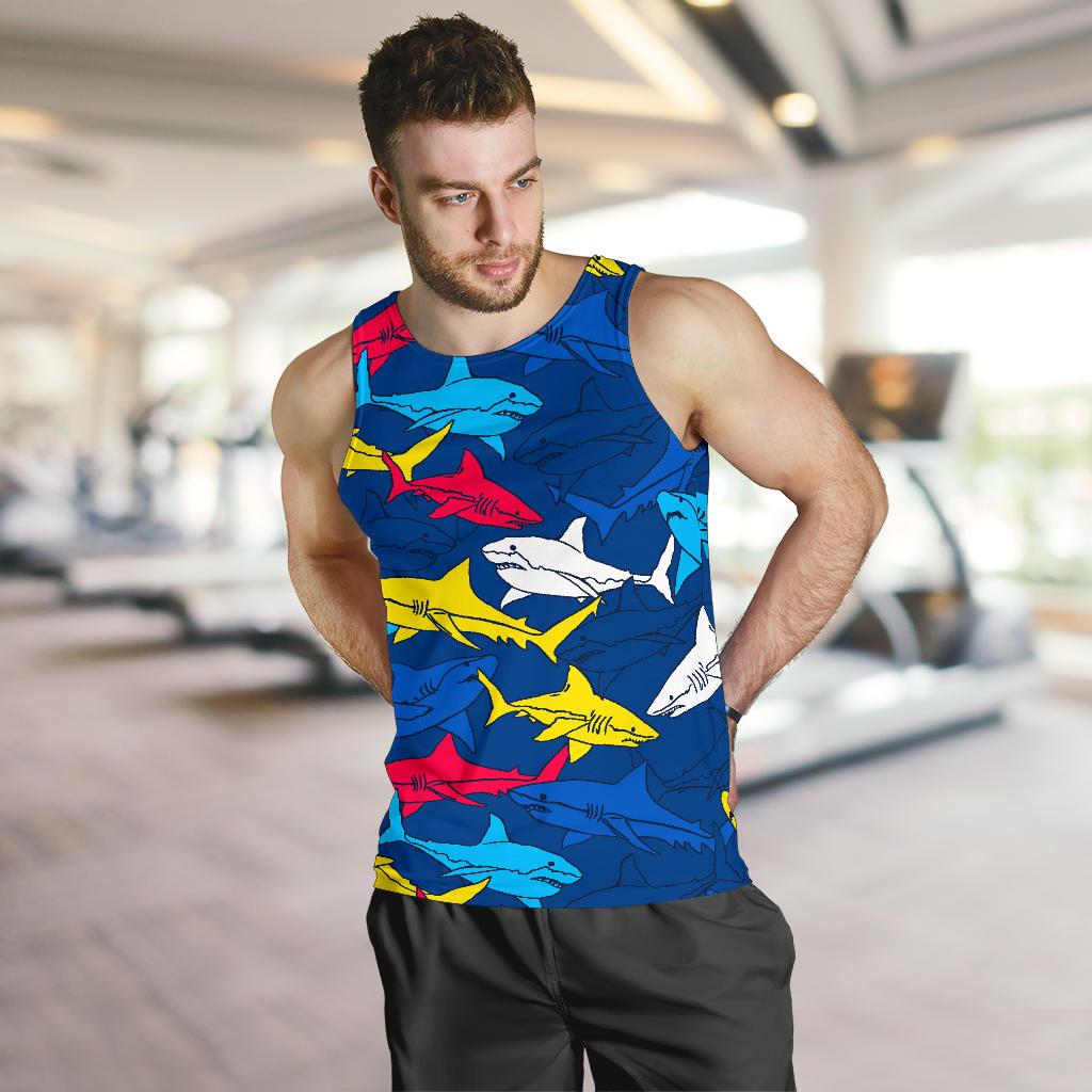 Shark Color Pattern Men Tank Top