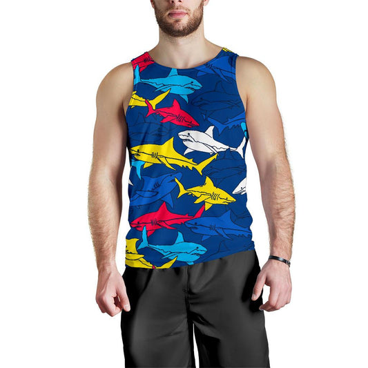 Shark Color Pattern Men Tank Top