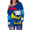 Shark Color Pattern Off Shoulder Sweatshirt