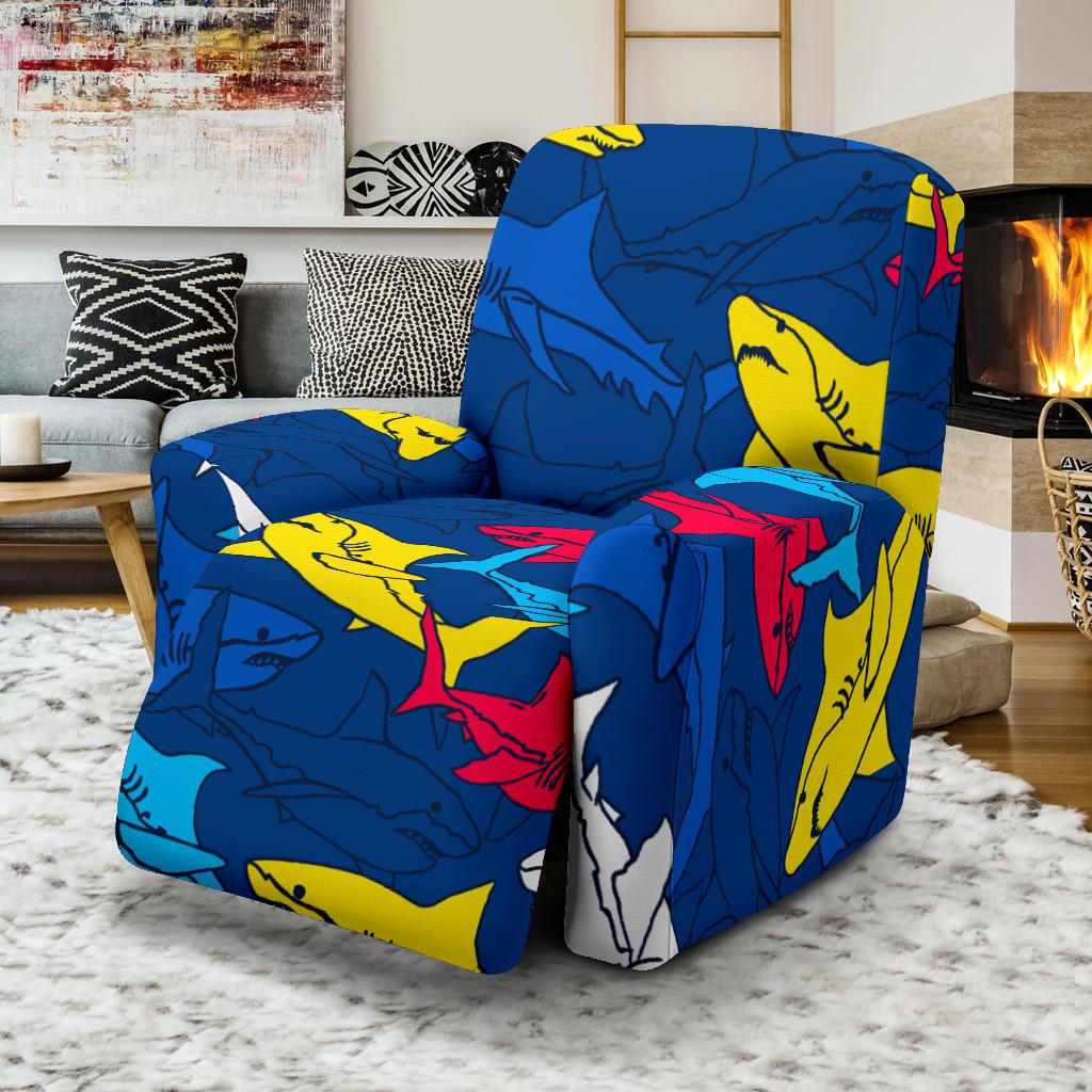 Shark Color Pattern Recliner Slipcover-JORJUNE.COM