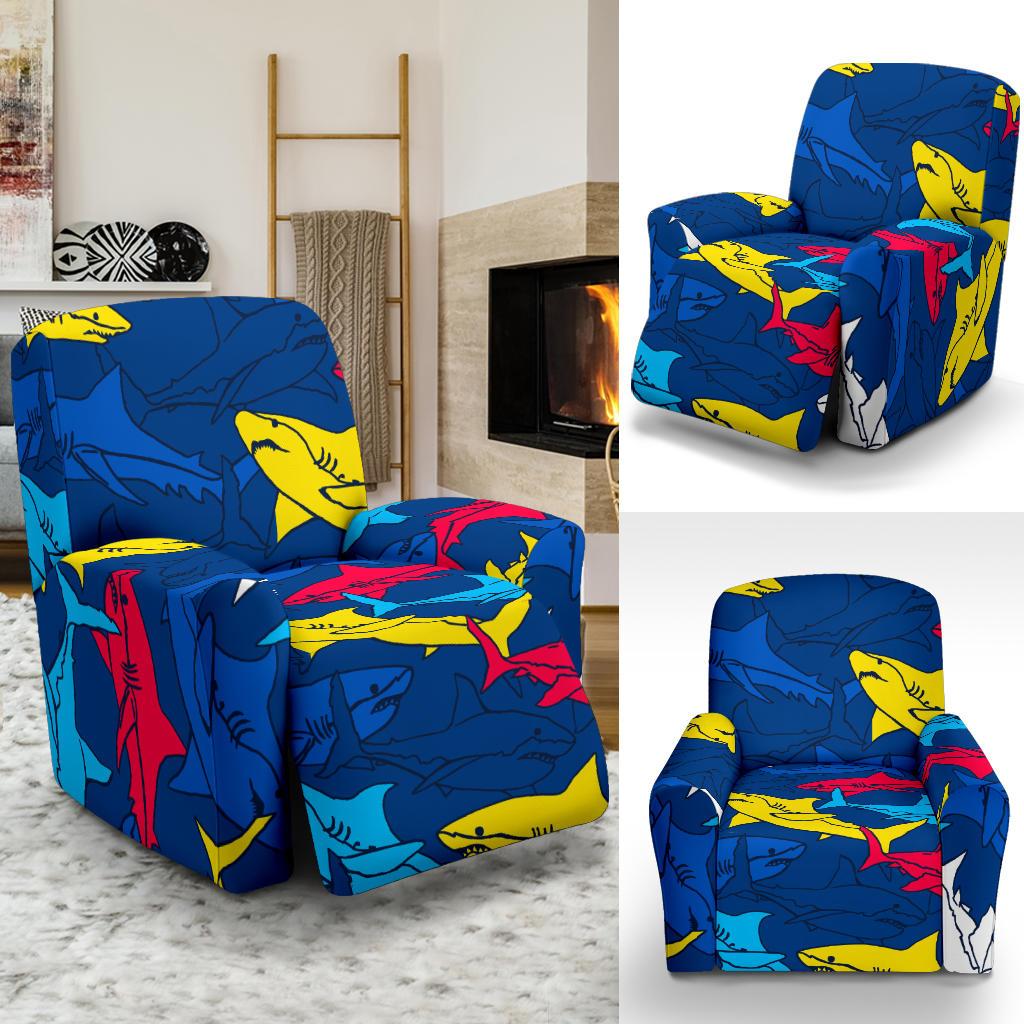 Shark Color Pattern Recliner Slipcover-JORJUNE.COM