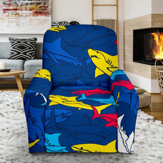 Shark Color Pattern Recliner Slipcover-JORJUNE.COM