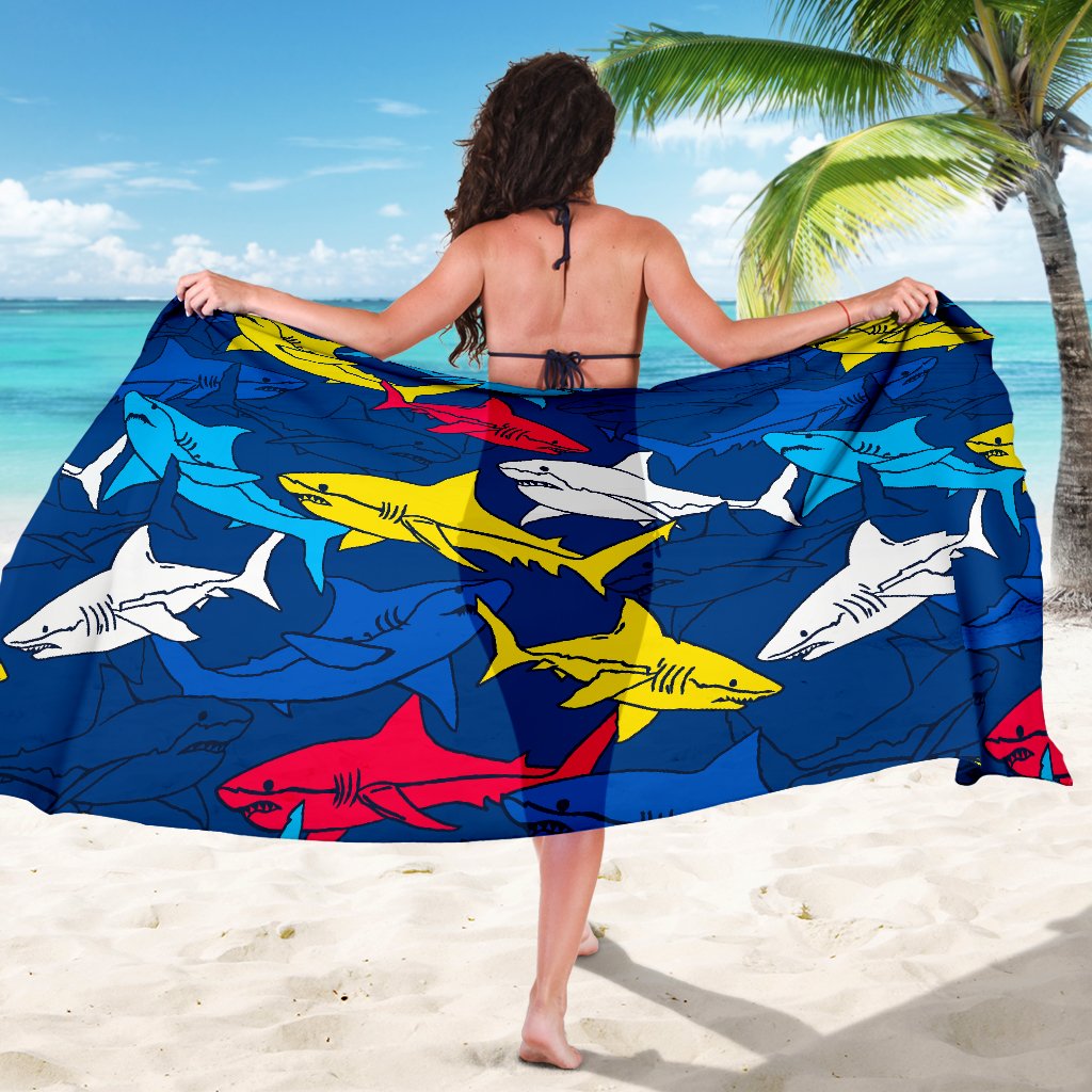 Shark Color Pattern Sarong Pareo Wrap,