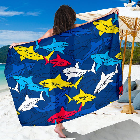 Shark Color Pattern Sarong Pareo Wrap,