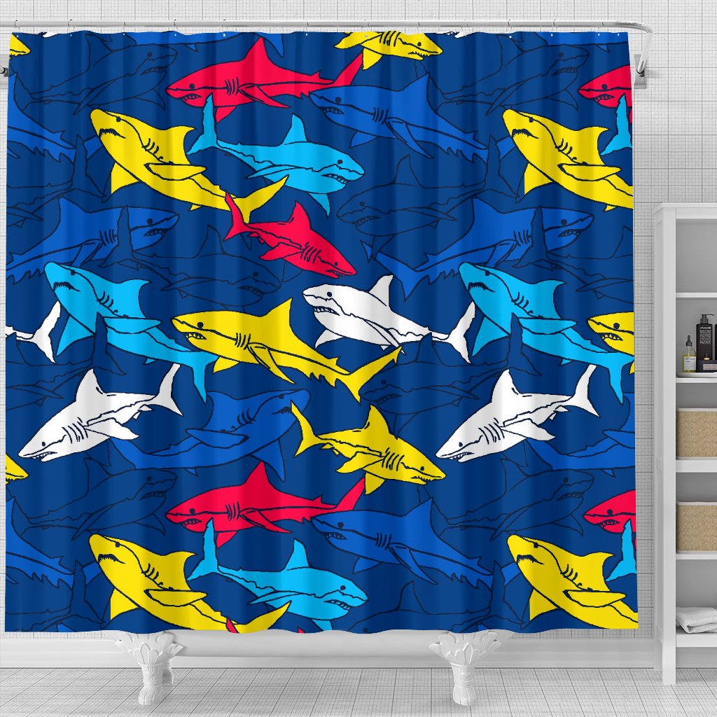 Shark Color Pattern Shower Curtain