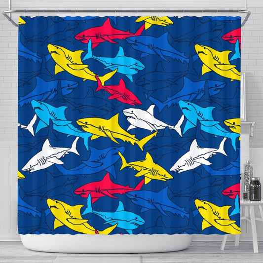 Shark Color Pattern Shower Curtain