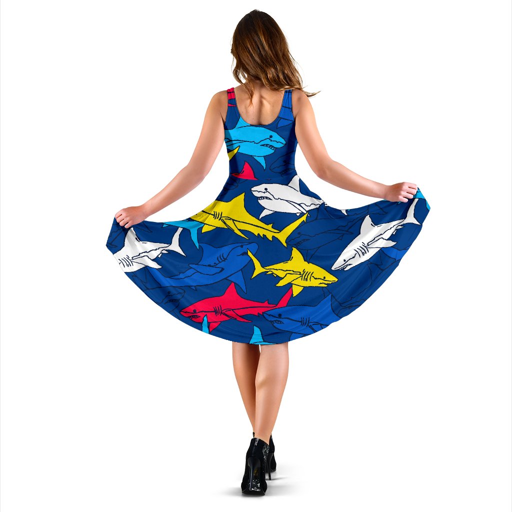 Shark Color Pattern Sleeveless Mini Dress