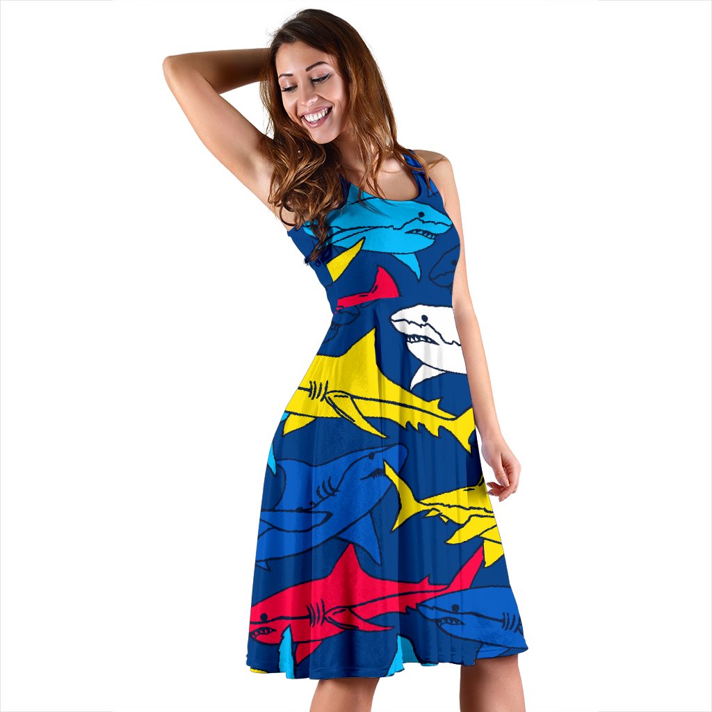 Shark Color Pattern Sleeveless Mini Dress