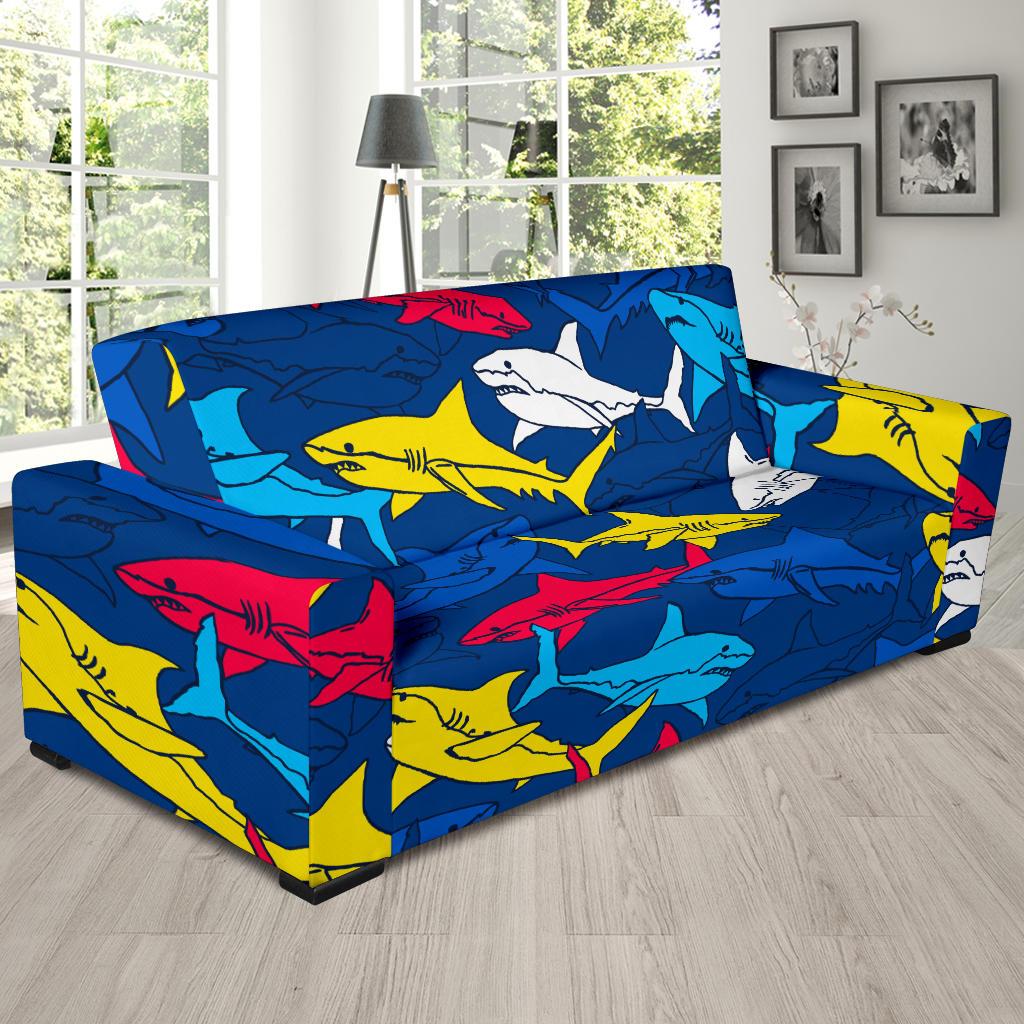 Shark Color Pattern Sofa Slipcover-JORJUNE.COM