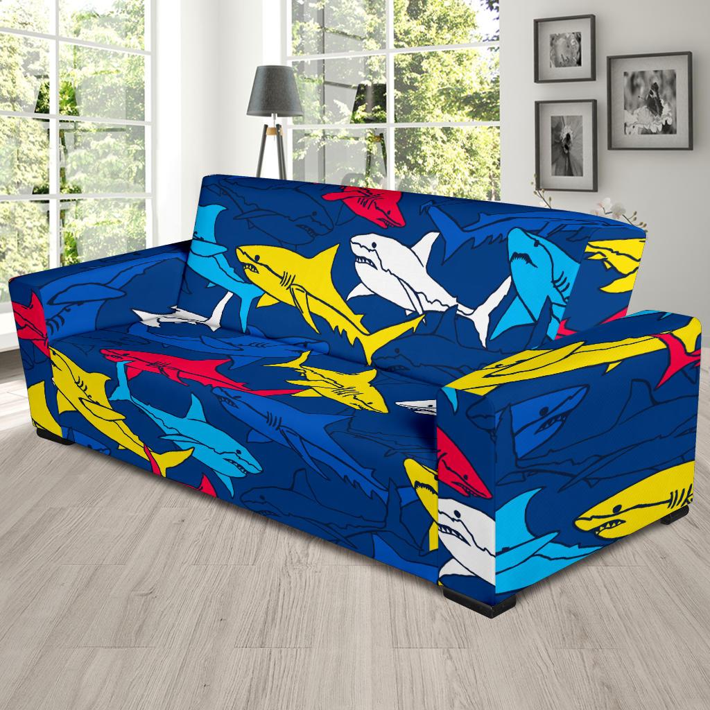 Shark Color Pattern Sofa Slipcover-JORJUNE.COM