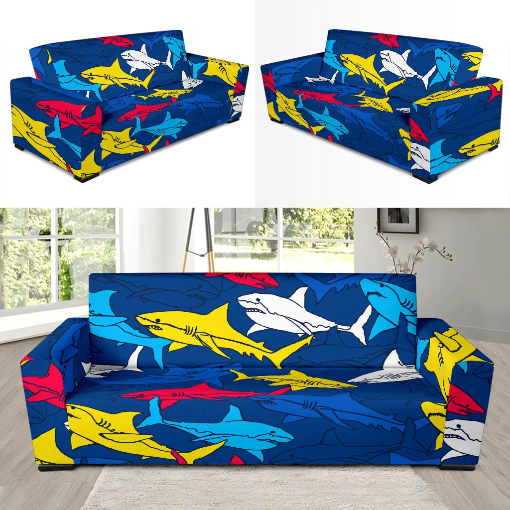 Shark Color Pattern Sofa Slipcover-JORJUNE.COM