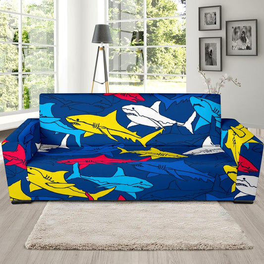 Shark Color Pattern Sofa Slipcover-JORJUNE.COM