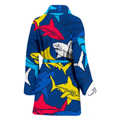 Shark Color Pattern Women Bath Robe