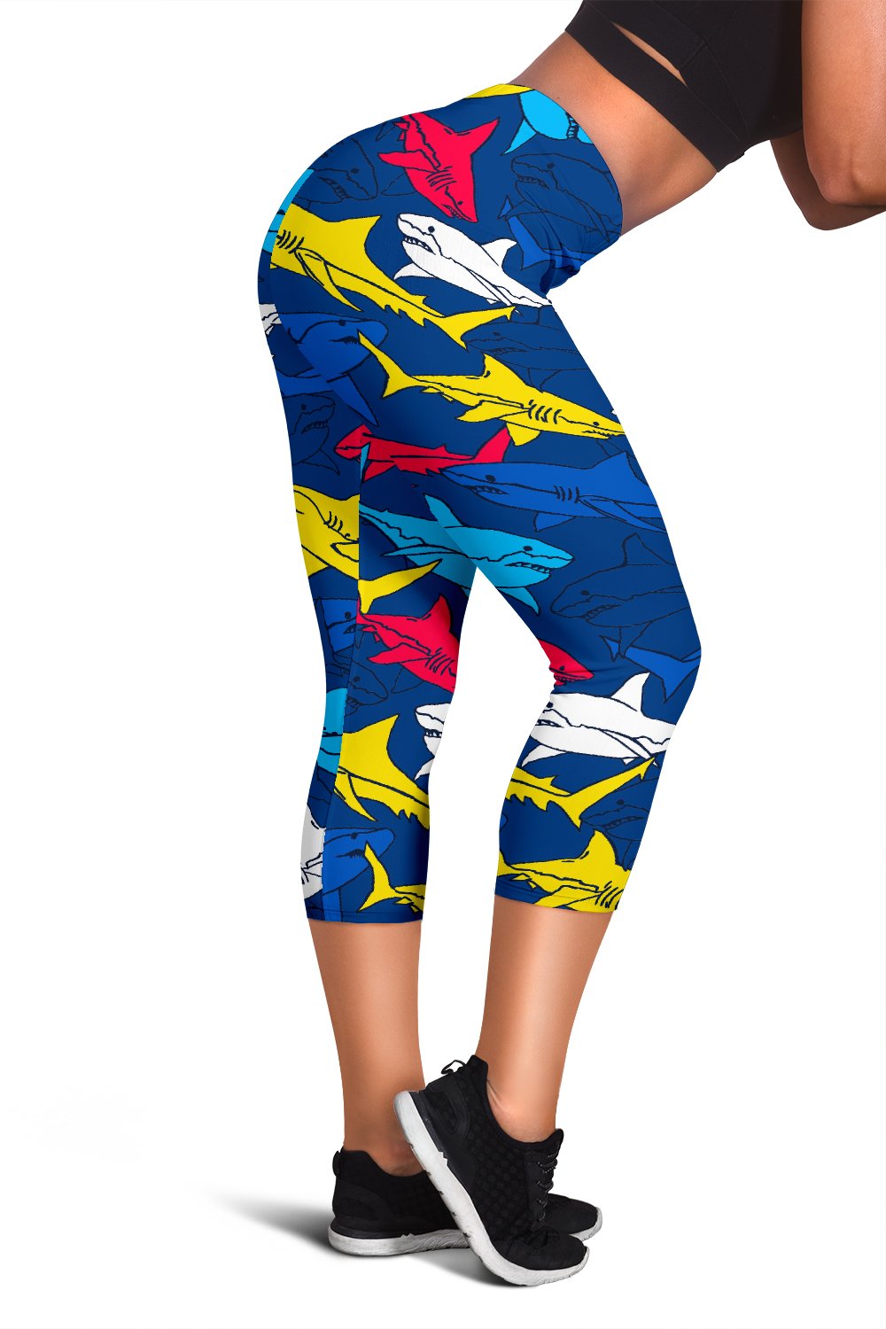 Shark Color Pattern Women Capris