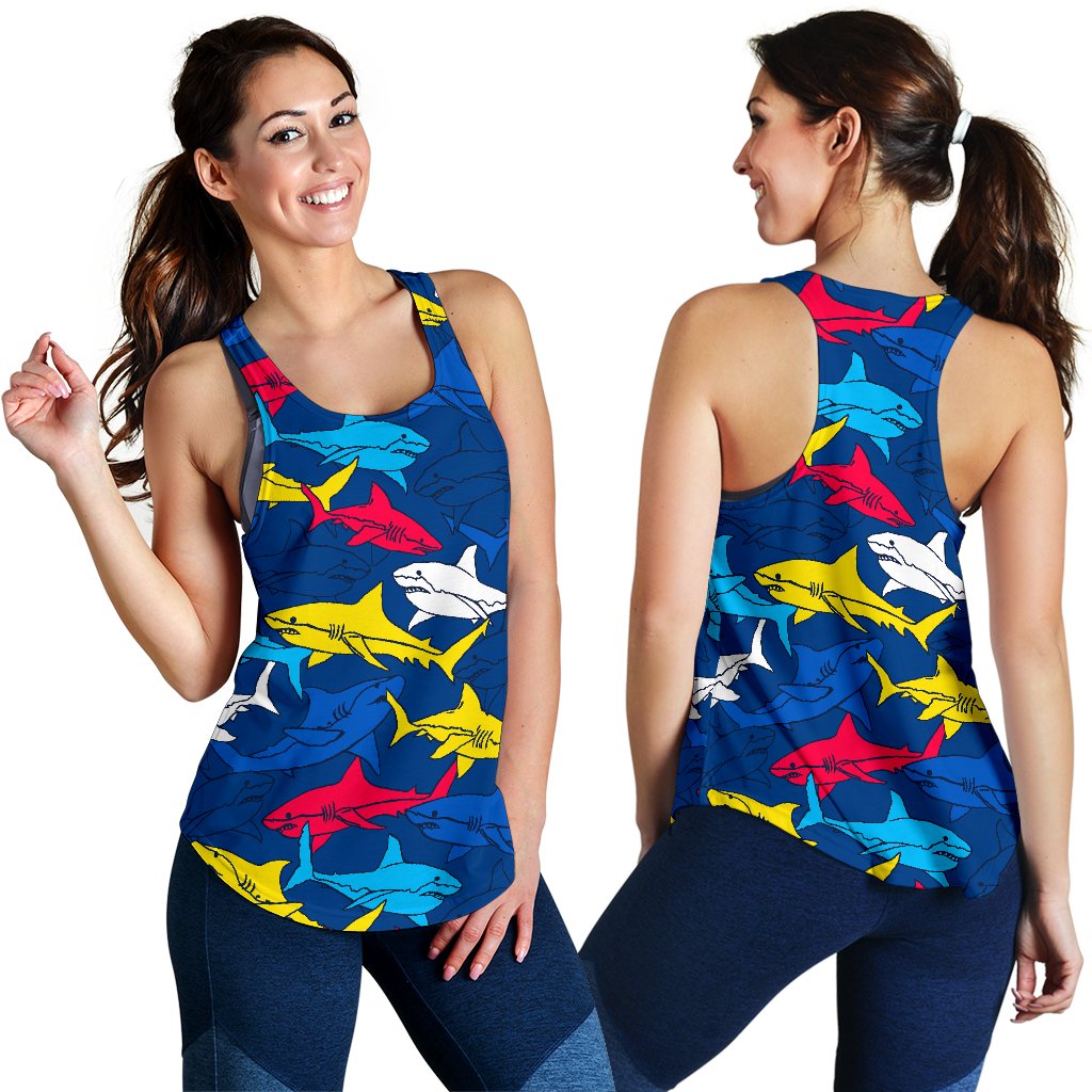 Shark Color Pattern Women Racerback Tank Top