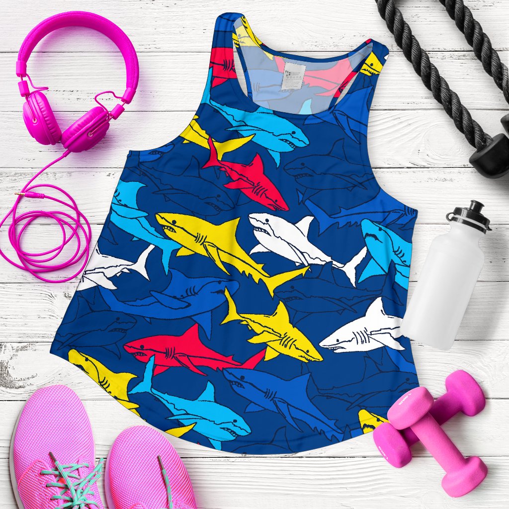 Shark Color Pattern Women Racerback Tank Top
