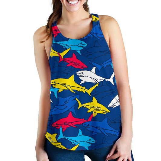 Shark Color Pattern Women Racerback Tank Top