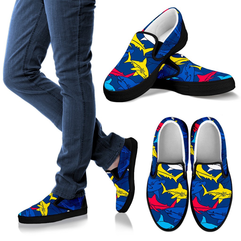 Shark Color Pattern Women Slip On Shoes