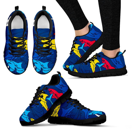 Shark Color Pattern Women Sneakers