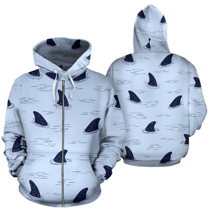 Shark Fin All Over Zip Up Hoodie