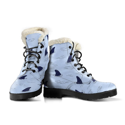Shark Fin Faux Fur Leather Boots