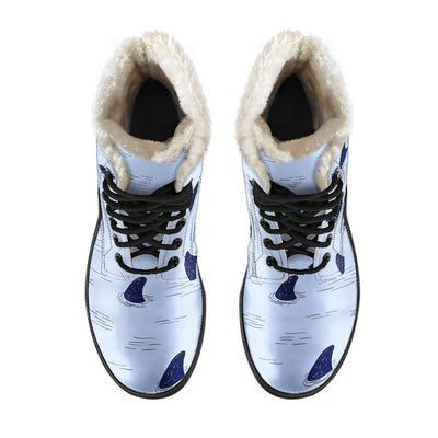 Shark Fin Faux Fur Leather Boots