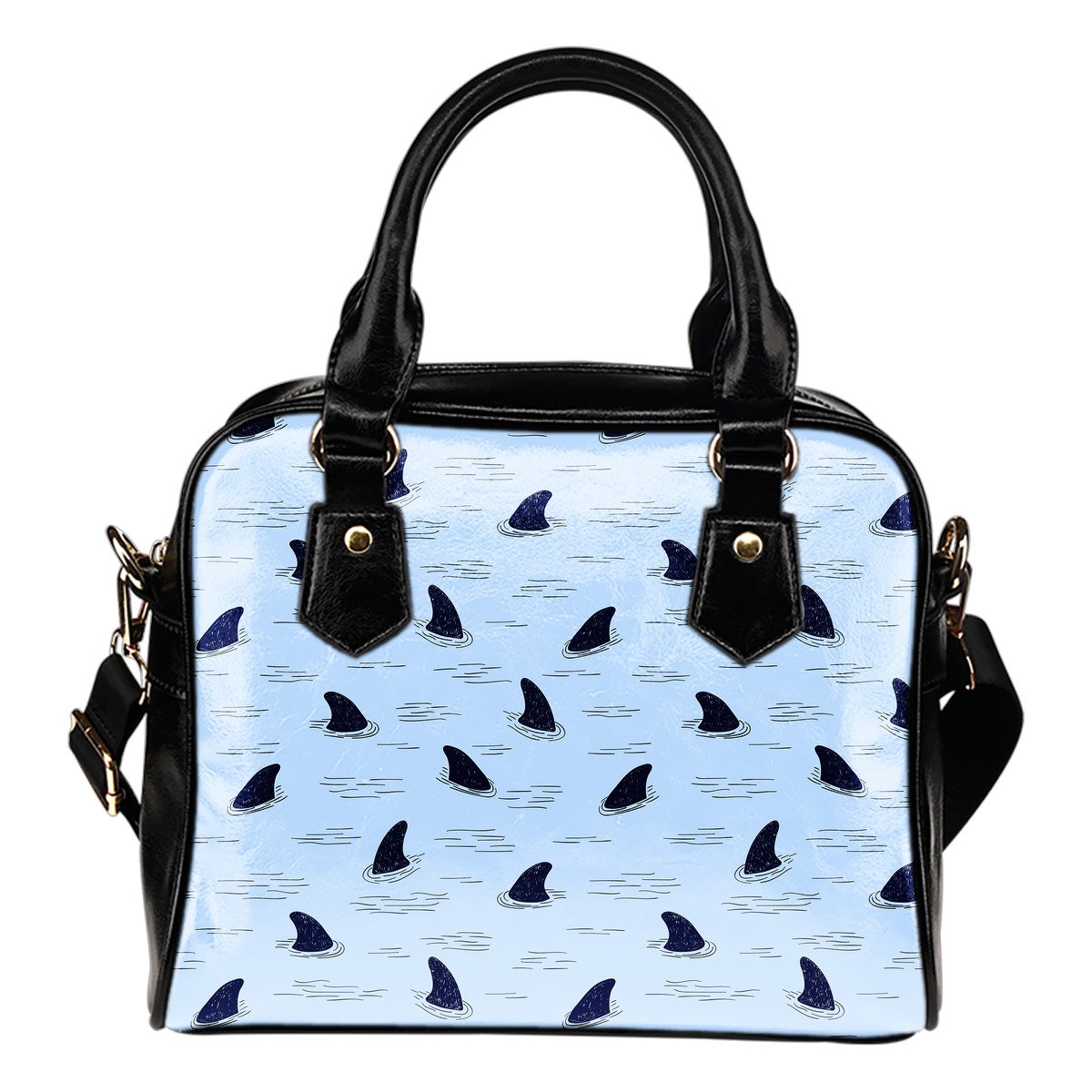 Shark Fin Leather Shoulder Handbag