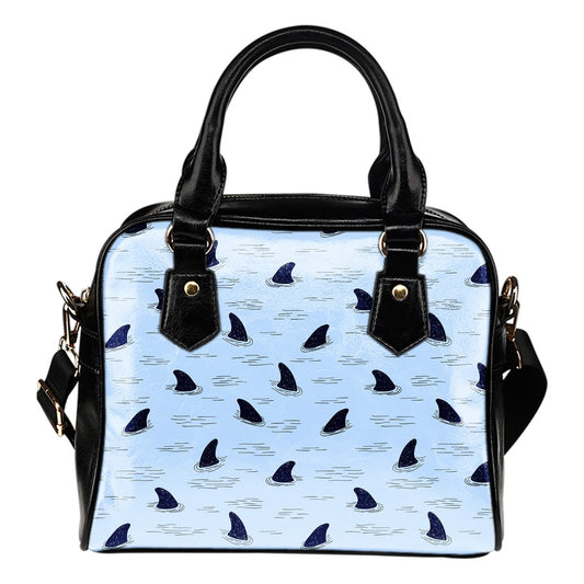 Shark Fin Leather Shoulder Handbag