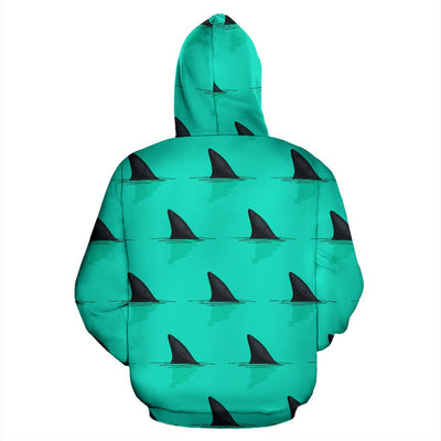 Shark Fin Pattern All Over Zip Up Hoodie