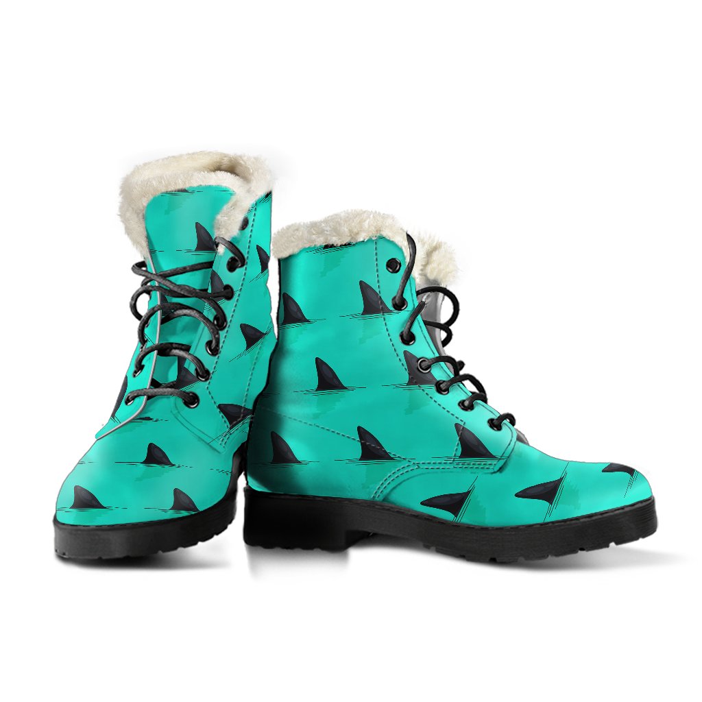 Shark Fin Pattern Faux Fur Leather Boots