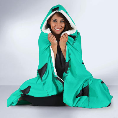 Shark Fin Pattern Hooded Blanket-JORJUNE.COM