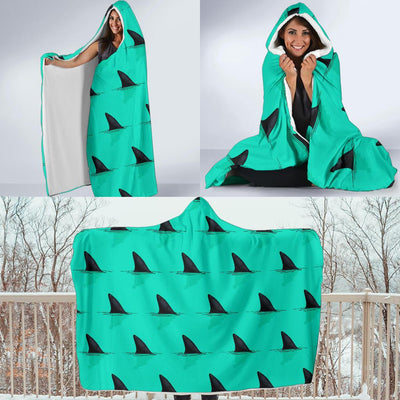 Shark Fin Pattern Hooded Blanket-JORJUNE.COM