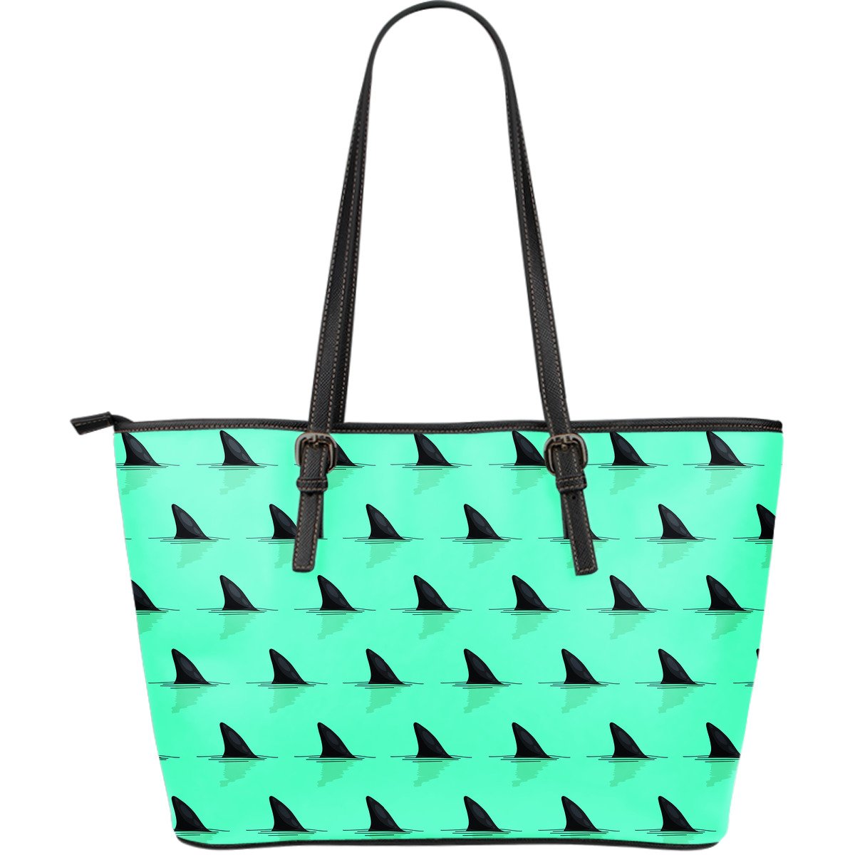 Shark Fin Pattern Large Leather Tote Bag