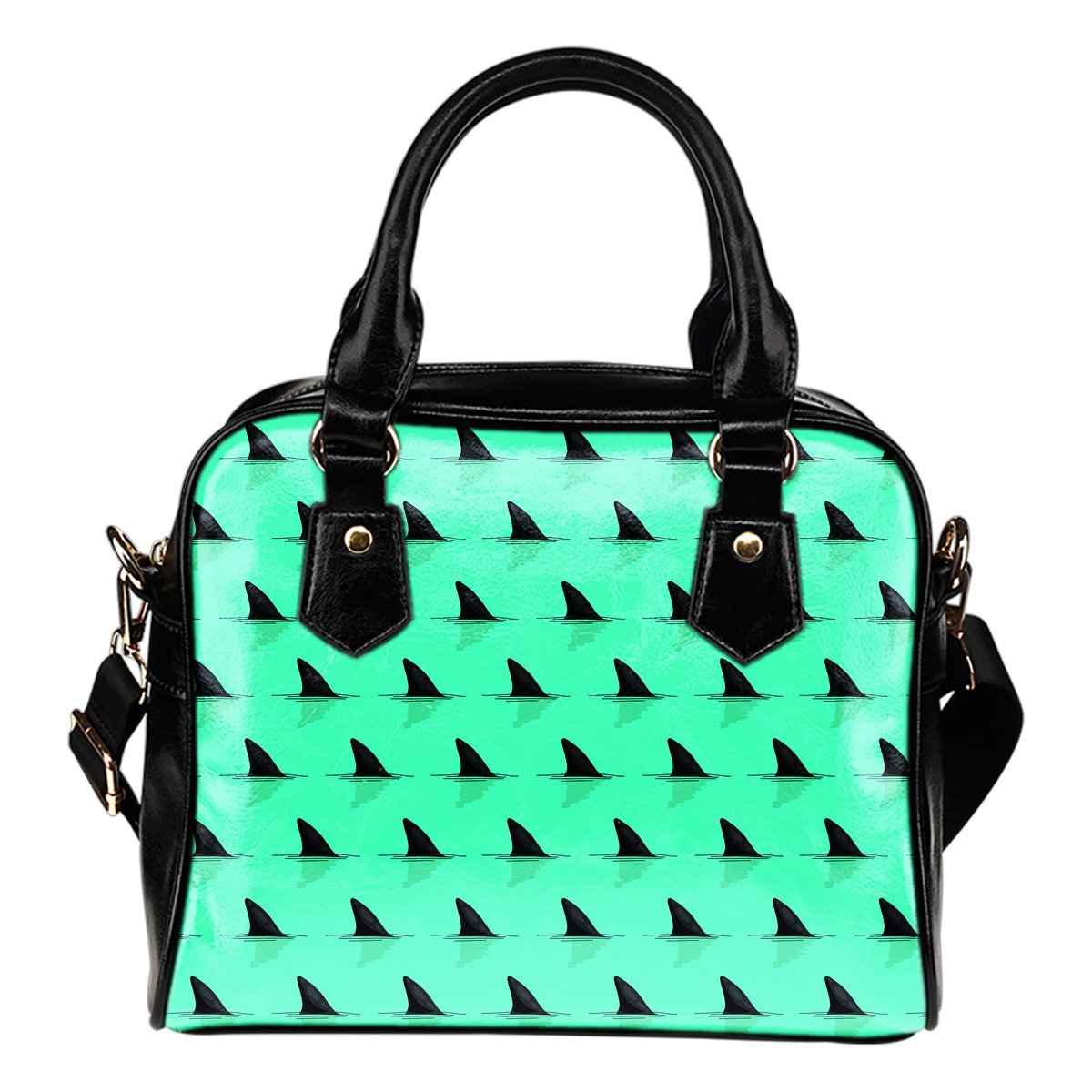 Shark Fin Pattern Leather Shoulder Handbag