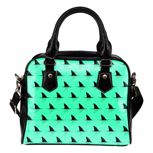Shark Fin Pattern Leather Shoulder Handbag