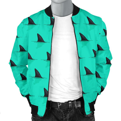 Shark Fin Pattern Men Casual Bomber Jacket
