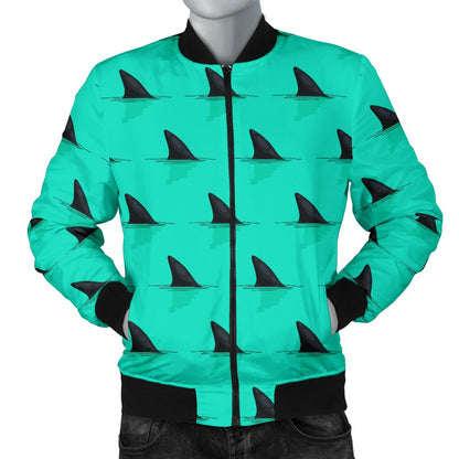 Shark Fin Pattern Men Casual Bomber Jacket