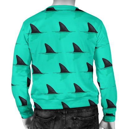 Shark Fin Pattern Men Crewneck Sweatshirt