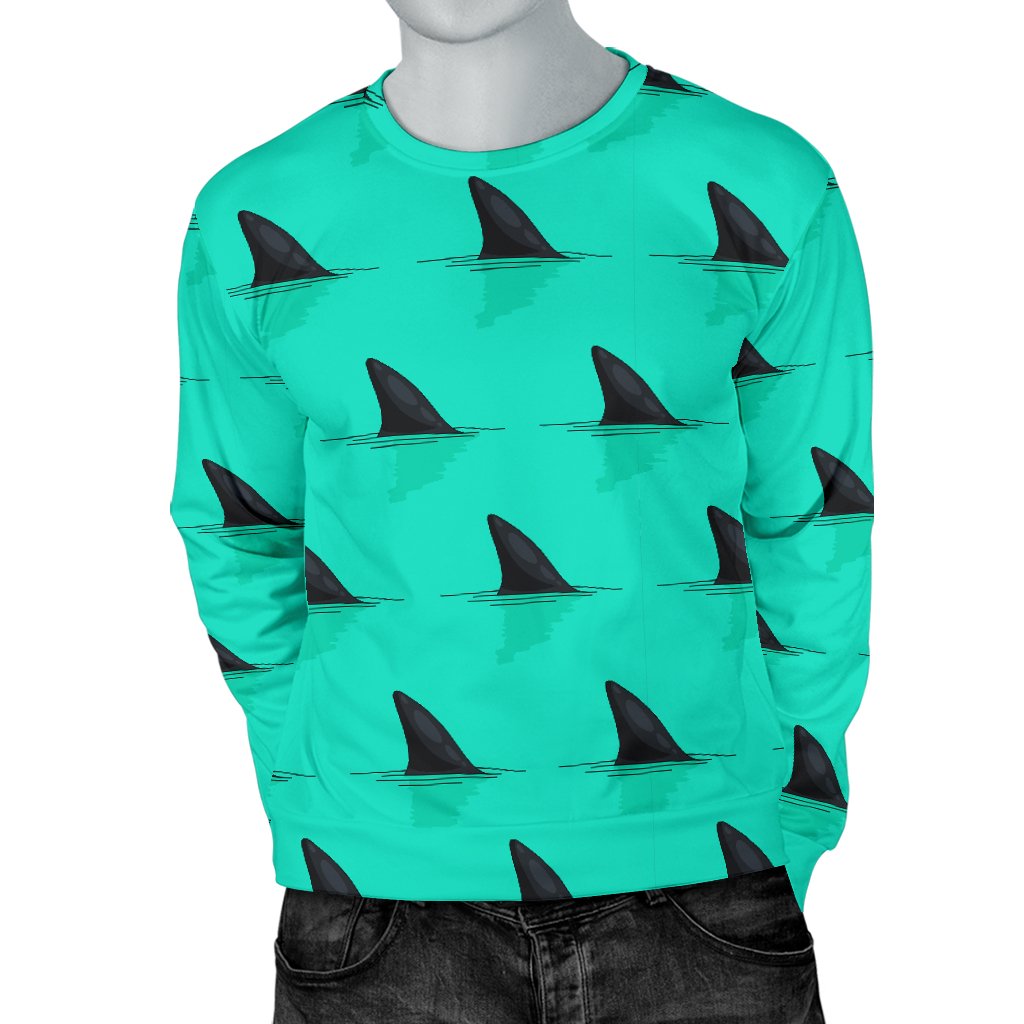 Shark Fin Pattern Men Crewneck Sweatshirt