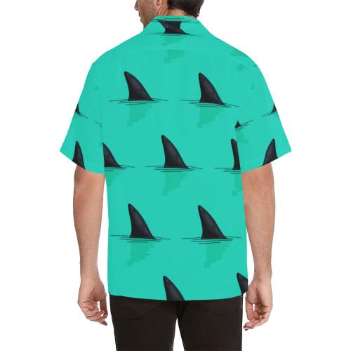 Shark Fin Pattern Men Hawaiian Shirt