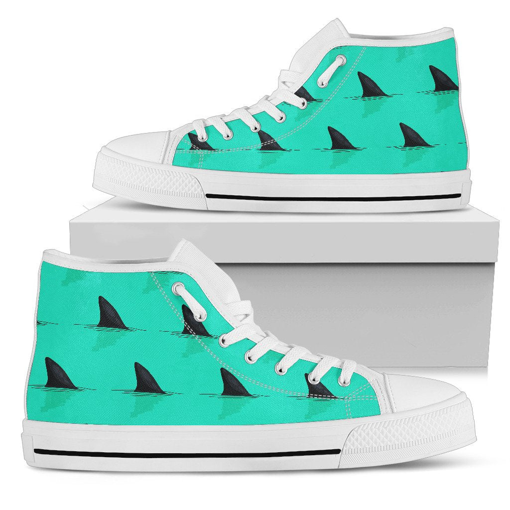Shark Fin Pattern Men High Top Shoes