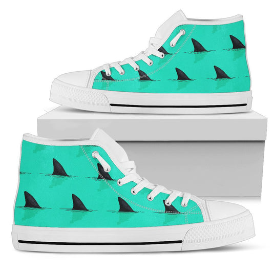 Shark Fin Pattern Men High Top Shoes