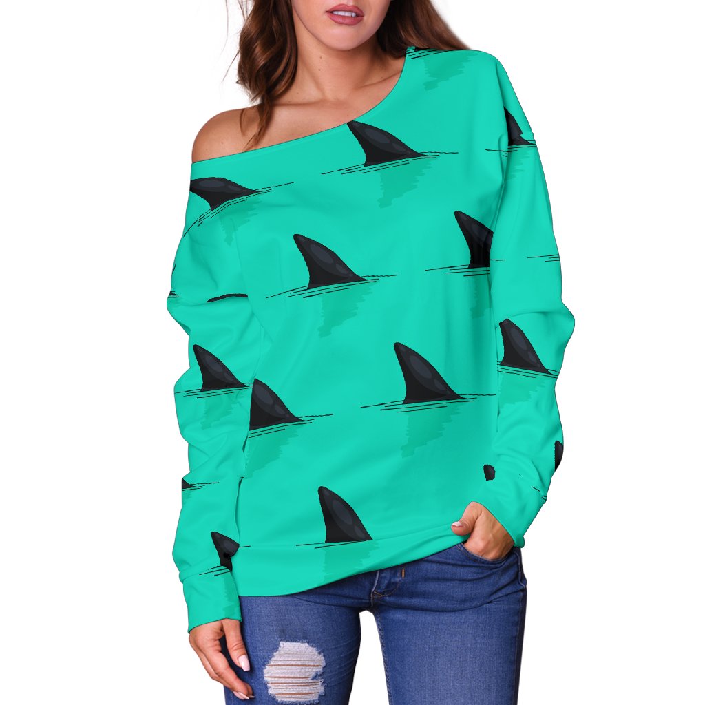 Shark Fin Pattern Off Shoulder Sweatshirt