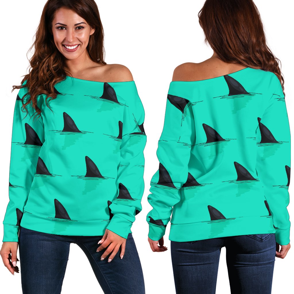 Shark Fin Pattern Off Shoulder Sweatshirt