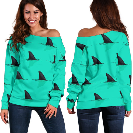 Shark Fin Pattern Off Shoulder Sweatshirt