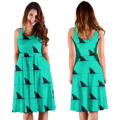 Shark Fin Pattern Sleeveless Mini Dress
