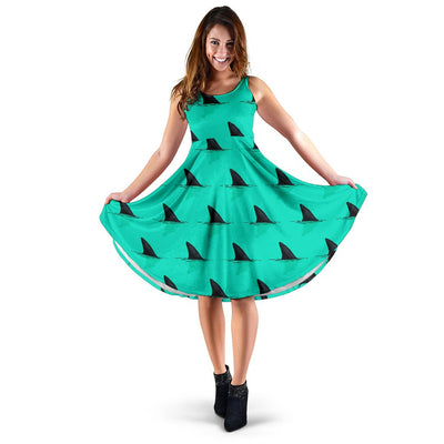 Shark Fin Pattern Sleeveless Mini Dress