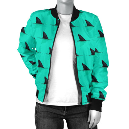 Shark Fin Pattern Women Casual Bomber Jacket