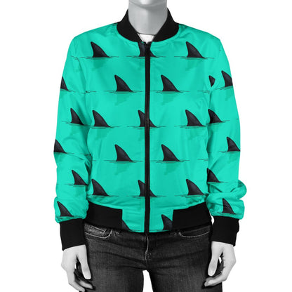 Shark Fin Pattern Women Casual Bomber Jacket